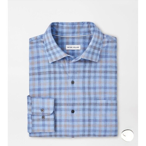 Peter Millar Mens Size Large Blue White Rock Cotton Sport Shirt‎ MF24W65LTF-CBLU - Picture 8 of 9